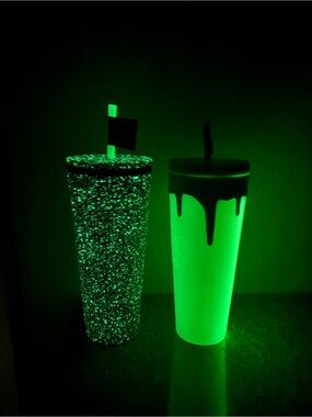 Starbucks Halloween Pleated Speckled And Slime Glow In The Dark 24oz Tumblers